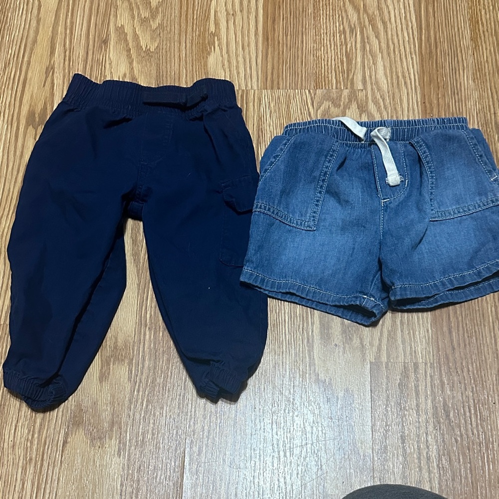 Kids Navy and Denim Shorts Set